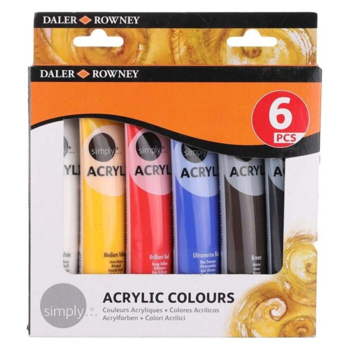 Daler Rowney Simply Acrylic Colors set 6x75ml - Image 1