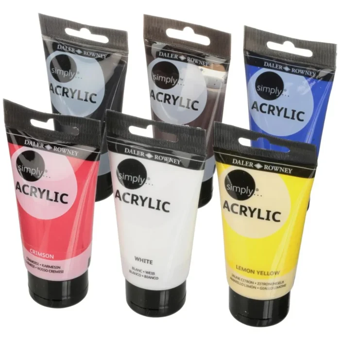 Daler Rowney Simply Acrylic Colors set 6x75ml - Image 2